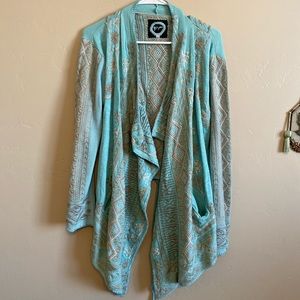 NWOT Biya embroidered blue sweater jacket sz L/10